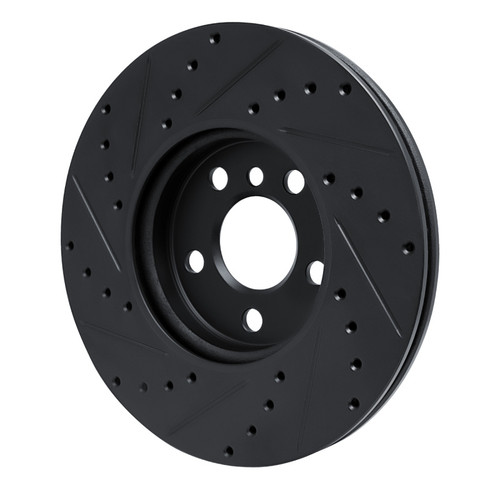R1 16-24 Mini Cooper (Excl Clubman) Front Right Drilled & Slotted Black Brake Rotor