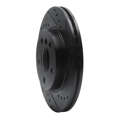 R1 14-24 Mini Cooper (Excl Clubman) Front Right Drilled & Slotted Black Brake Rotor