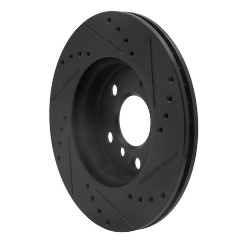 R1 14-24 Mini Cooper (Excl Clubman) Front Left Drilled & Slotted Black Brake Rotor