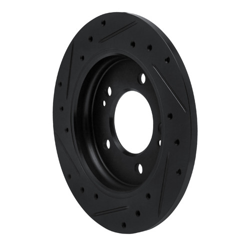 R1 17-25 Hyundai Elantra Rear Right Drilled & Slotted Black Brake Rotor