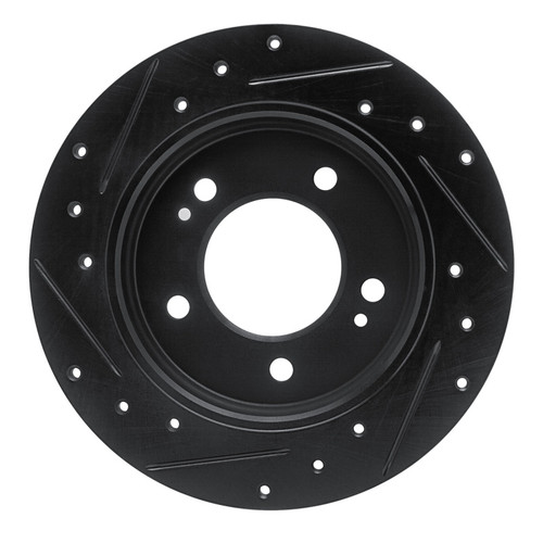 R1 17-25 Hyundai Elantra Rear Right Drilled & Slotted Black Brake Rotor