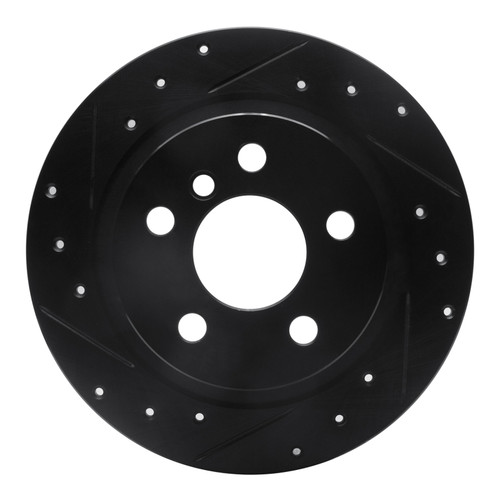 R1 14-25 BMW i3 Rear Left Drilled & Slotted Black Brake Rotor