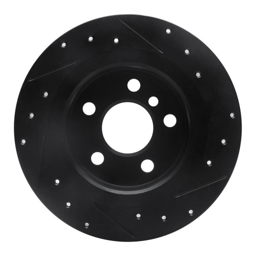 R1 14-25 BMW i3 Rear Left Drilled & Slotted Black Brake Rotor