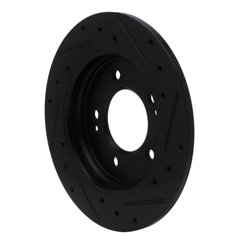 R1 17-25 Hyundai Elantra GT Rear Left Drilled & Slotted Black Brake Rotor