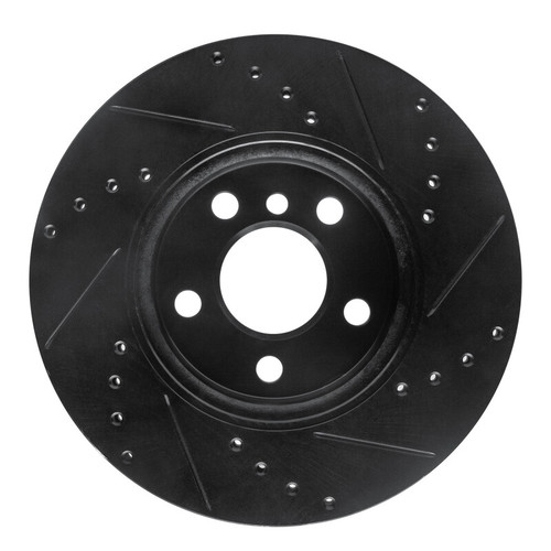 R1 14-21 Mini Cooper (Excl Clubman) Front Left Drilled & Slotted Black Brake Rotor