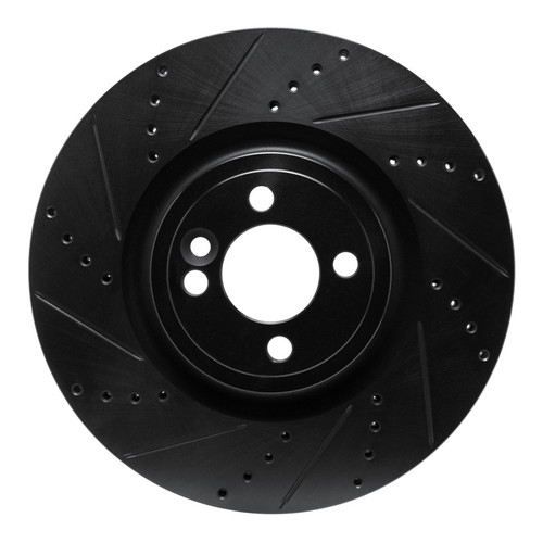 R1 13-13 Mini Cooper (Excl Clubman) Front Left Drilled & Slotted Black Brake Rotor