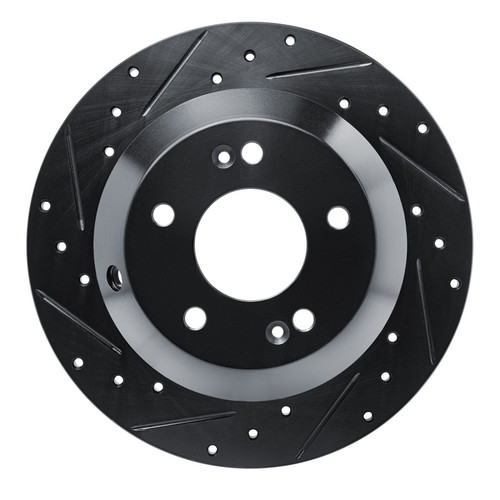 R1 15-20 Kia Sorento Rear Left Drilled & Slotted Black Brake Rotor