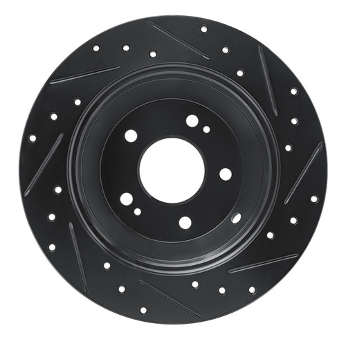 R1 15-20 Kia Sorento Rear Left Drilled & Slotted Black Brake Rotor