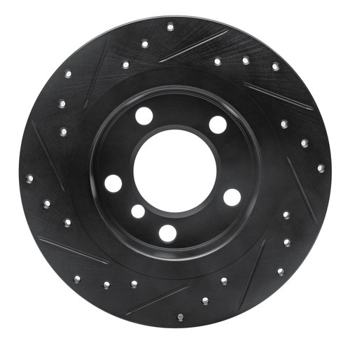 R1 11-16 Mini Cooper Countryman Rear Right Drilled & Slotted Black Brake Rotor