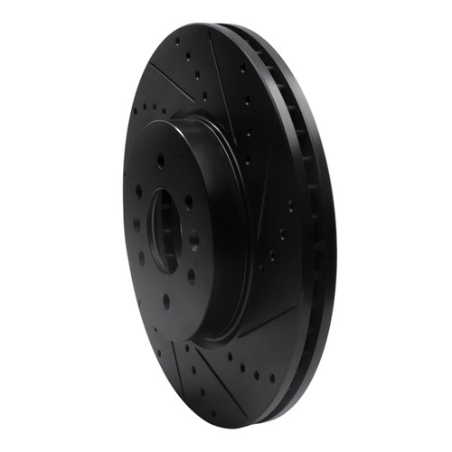 R1 09-10 Kia BORREGO Front Right Drilled & Slotted Black Brake Rotor