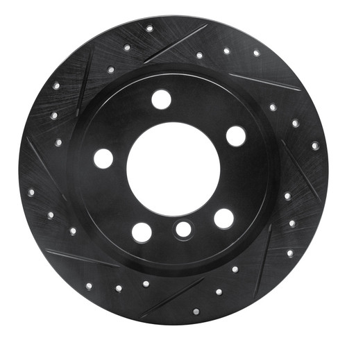 R1 11-16 Mini Cooper Paceman Rear Left Drilled & Slotted Black Brake Rotor