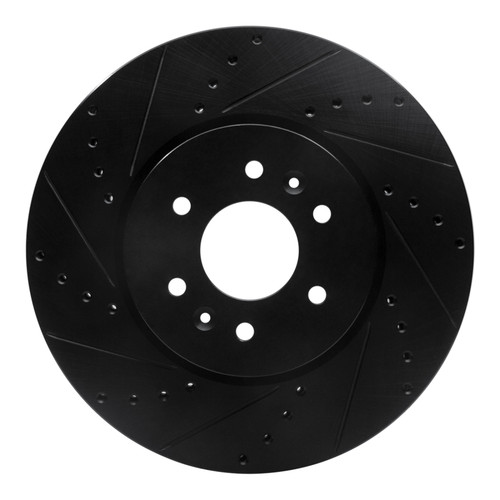 R1 09-10 Kia BORREGO Front Left Drilled & Slotted Black Brake Rotor