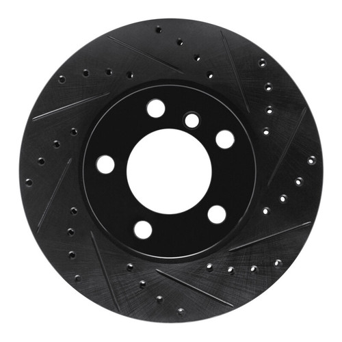 R1 11-16 Mini Cooper Paceman Front Right Drilled & Slotted Black Brake Rotor ECB-32009R