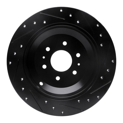 R1 09-10 Kia BORREGO Rear Left Drilled & Slotted Black Brake Rotor
