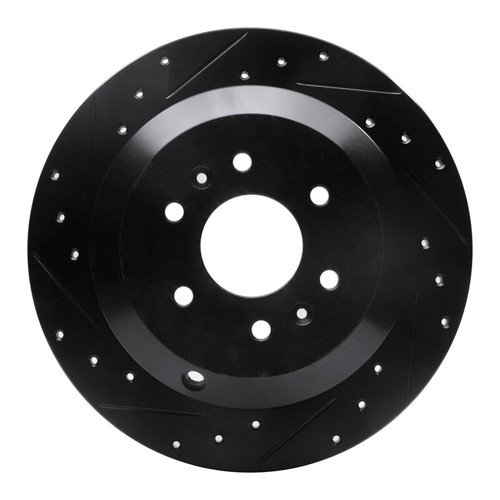 R1 09-10 Kia BORREGO Rear Left Drilled & Slotted Black Brake Rotor