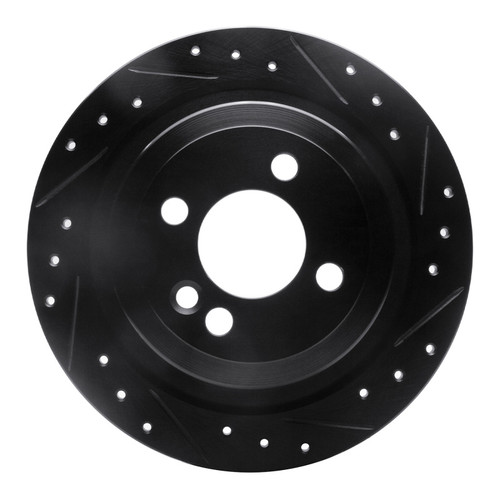 R1 09-14 Mini Cooper (Excl Clubman) Rear Right Drilled & Slotted Black Brake Rotor