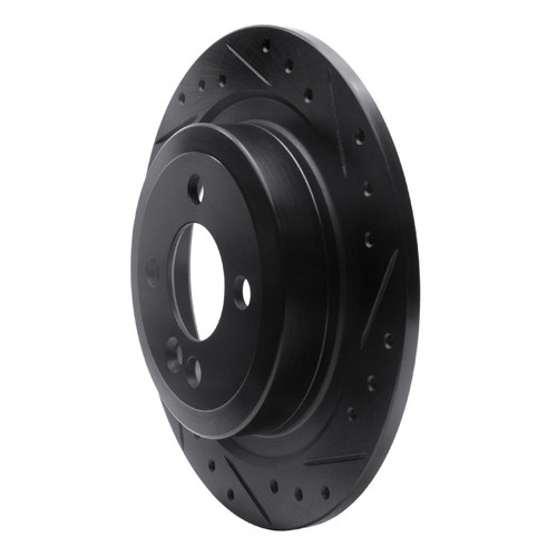 R1 09-14 Mini Cooper (Excl Clubman) Rear Right Drilled & Slotted Black Brake Rotor
