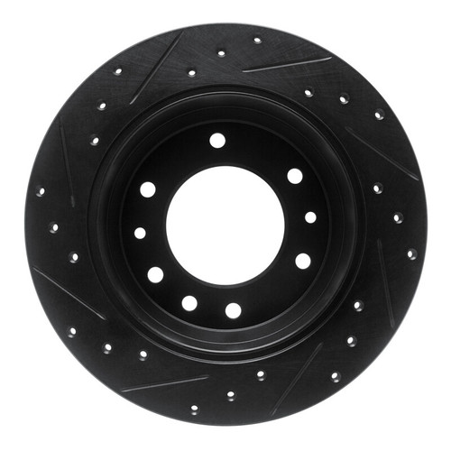 R1 06-14 Hyundai Entourage Rear Right Drilled & Slotted Black Brake Rotor