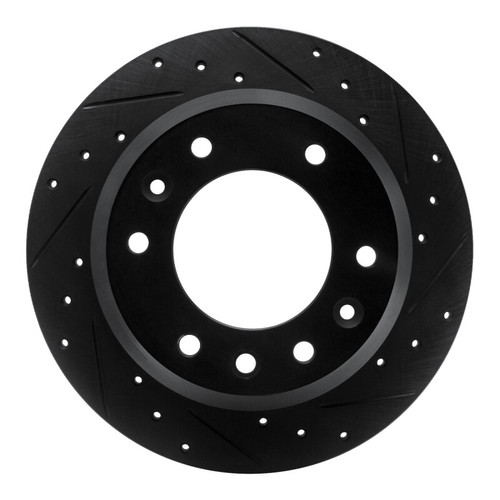 R1 06-14 Hyundai Entourage Rear Right Drilled & Slotted Black Brake Rotor