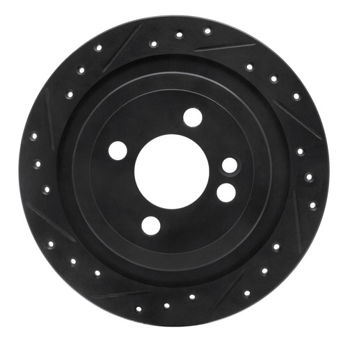 R1 09-14 Mini Cooper (Excl Clubman) Rear Left Drilled & Slotted Black Brake Rotor