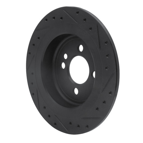 R1 09-14 Mini Cooper (Excl Clubman) Rear Left Drilled & Slotted Black Brake Rotor