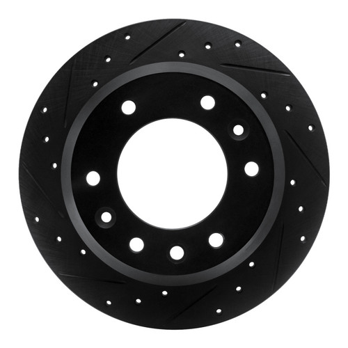 R1 06-14 Hyundai Entourage Rear Left Drilled & Slotted Black Brake Rotor