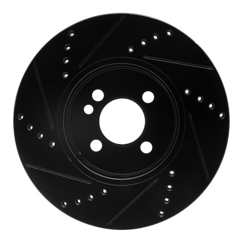 R1 07-15 Mini Cooper (Excl Clubman) Front Right Drilled & Slotted Black Brake Rotor