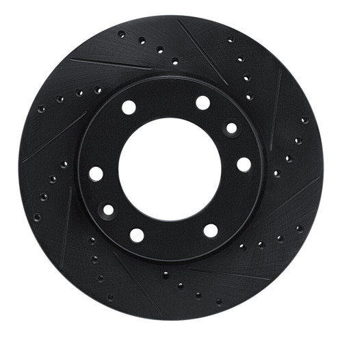 R1 06-14 Hyundai Entourage Front Right Drilled & Slotted Black Brake Rotor