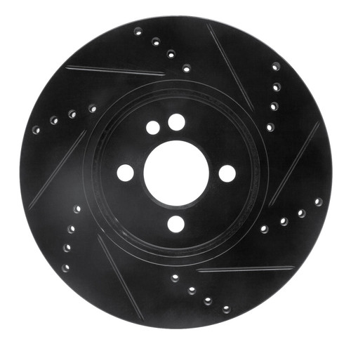 R1 07-15 Mini Cooper (Excl Clubman) Front Left Drilled & Slotted Black Brake Rotor