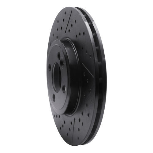 R1 07-15 Mini Cooper Clubman Front Drilled & Slotted Black Brake Rotor