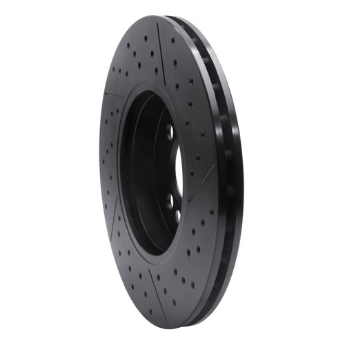 R1 07-15 Mini Cooper Clubman Front Drilled & Slotted Black Brake Rotor