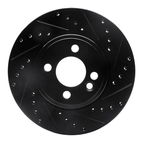 R1 07-15 Mini Cooper (Excl Clubman) Front Right Drilled & Slotted Black Brake Rotor ECB-32005R