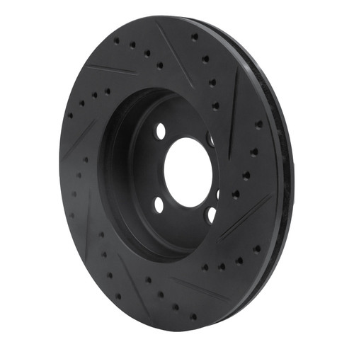 R1 07-15 Mini Cooper Clubman Front Left Drilled & Slotted Black Brake Rotor