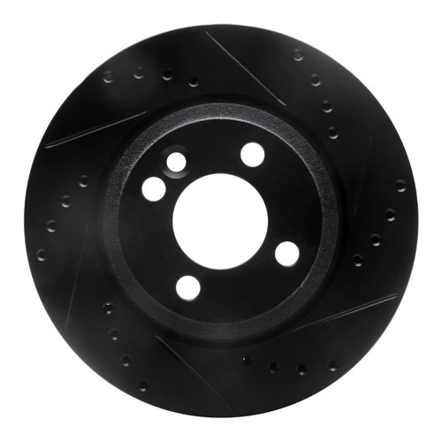 R1 02-08 Mini Cooper (Excl Clubman) Front Right Drilled & Slotted Black Brake Rotor