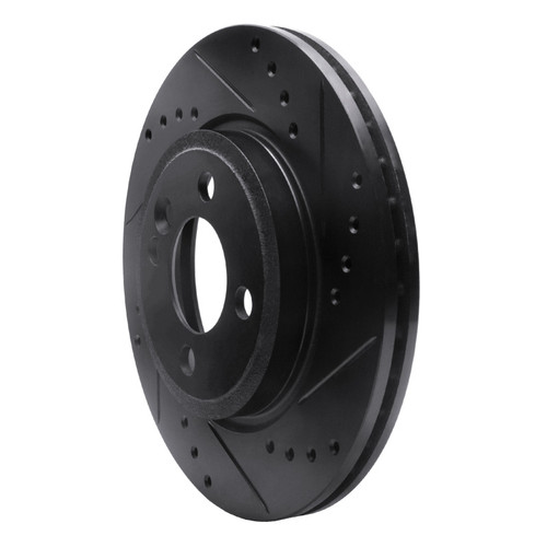 R1 02-08 Mini Cooper (Excl Clubman) Front Right Drilled & Slotted Black Brake Rotor