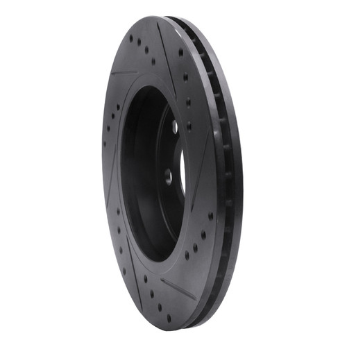 R1 02-08 Mini Cooper (Excl Clubman) Front Left Drilled & Slotted Black Brake Rotor