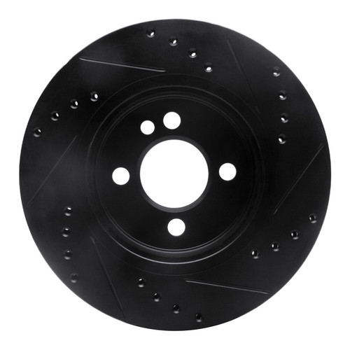 R1 02-08 Mini Cooper (Excl Clubman) Front Left Drilled & Slotted Black Brake Rotor