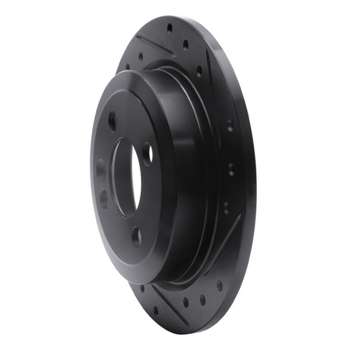 R1 02-15 Mini Cooper (Excl Clubman) Rear Right Drilled & Slotted Black Brake Rotor