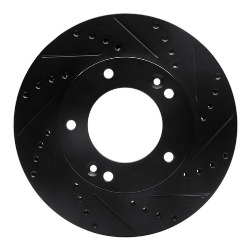 R1 03-06 Kia Sorento Front Right Drilled & Slotted Black Brake Rotor