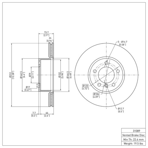 R1 2007-2021 BMW 230I xDrive Front Brake Rotor