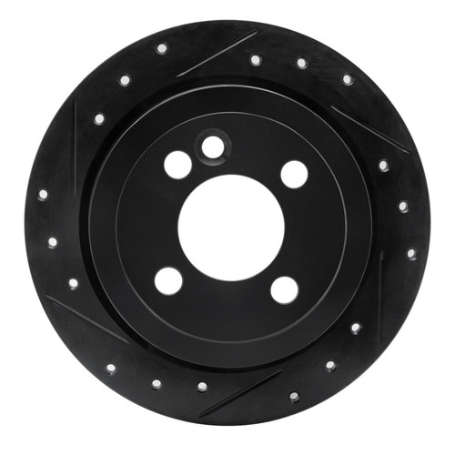 R1 02-15 Mini Cooper (Excl Clubman) Rear Left Drilled & Slotted Black Brake Rotor