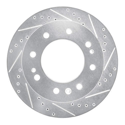 R1 2011-2025 Chevrolet Silverado 3500 HD Front Right Drilled & Slotted Silver Brake Rotor