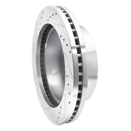 R1 2011-2025 Chevrolet Silverado 3500 HD Front Right Drilled & Slotted Silver Brake Rotor