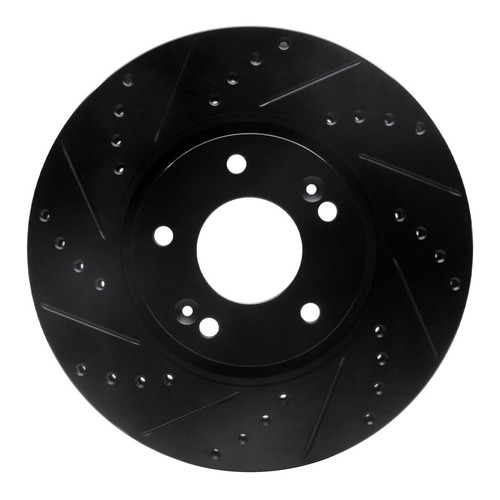 R1 15-19 Kia Soul EV Front Left Drilled & Slotted Black Brake Rotor