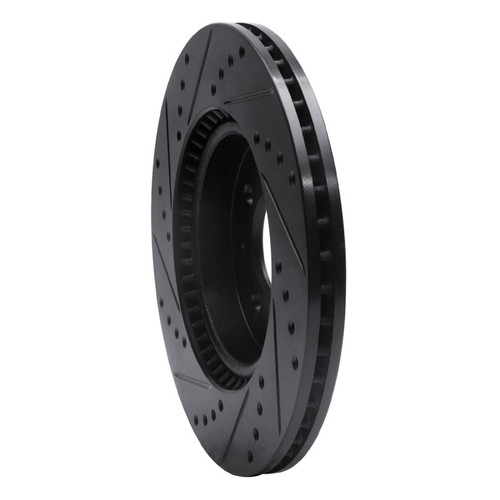 R1 12-23 Hyundai Accent Front Right Drilled & Slotted Black Brake Rotor