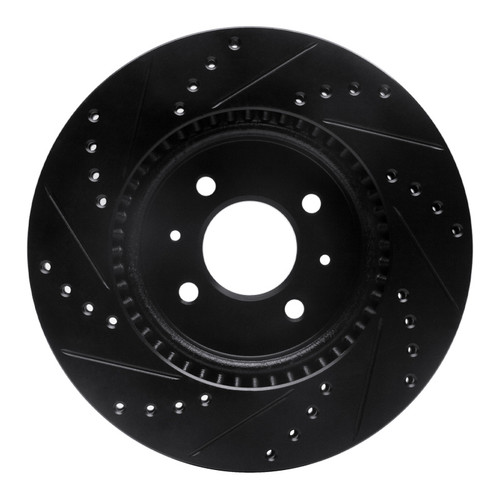 R1 12-23 Hyundai Accent Front Right Drilled & Slotted Black Brake Rotor