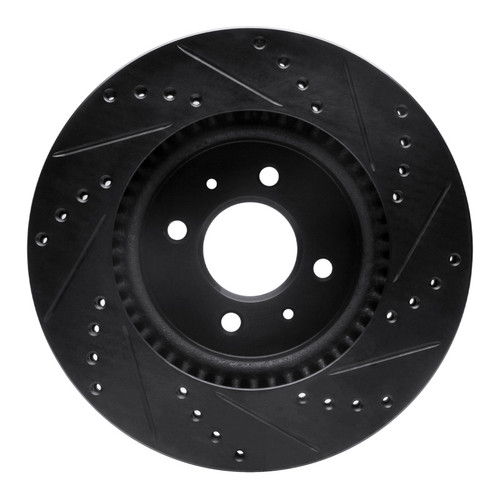 R1 12-23 Hyundai Accent Front Left Drilled & Slotted Black Brake Rotor