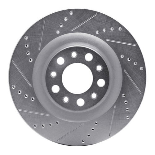 R1 2017-2025 Alfa Romeo Stelvio Rear Left Drilled & Slotted Silver Brake Rotor