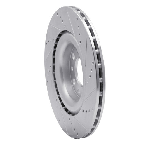 R1 2017-2025 Alfa Romeo Stelvio Rear Left Drilled & Slotted Silver Brake Rotor