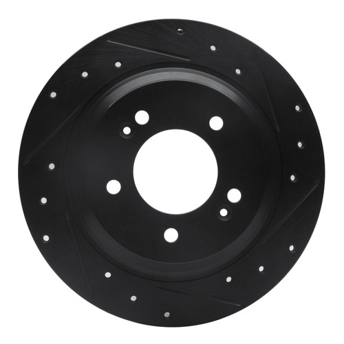 R1 13-25 Hyundai Elantra GT Rear Right Drilled & Slotted Black Brake Rotor